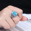925 sterling silver vintage ring empty bracket square inlaid turquoise amber wax diy ring support 12*15 setting