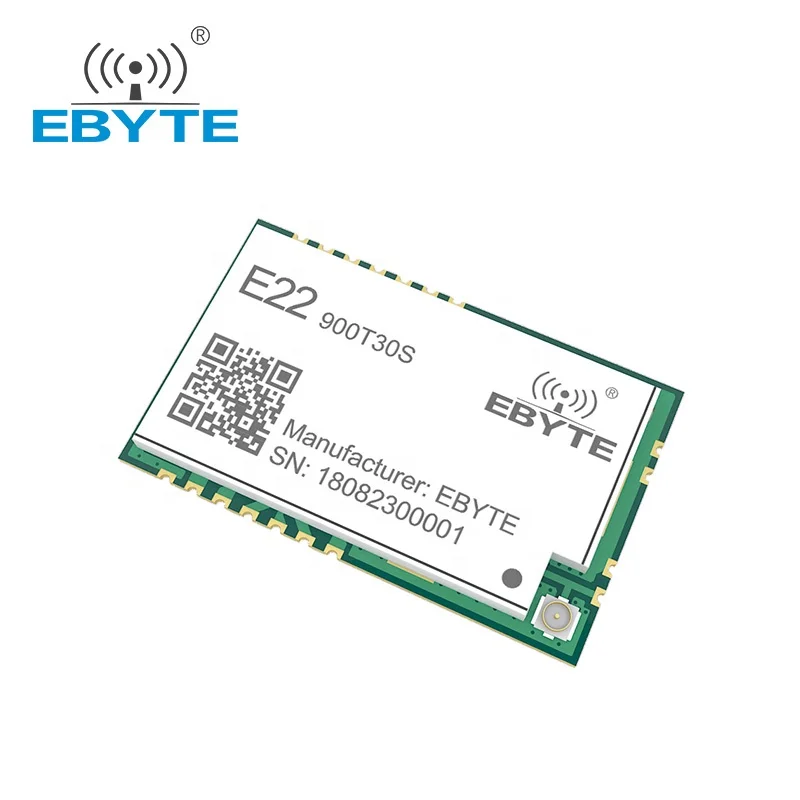 

Ebyte E22-900T30S Semtech SX1262 UART 10Km Range 868Mhz 915Mhz 30dBm SMD 25*40.5mm CE FCC LoRa Wireless Transmitter Module