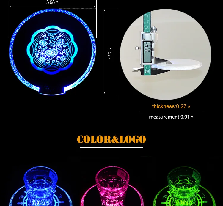Customized Led Luminous Water Coaster Led Light Drink Coasters Buy