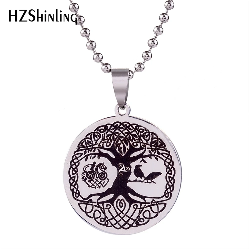 

2019 Tree of Life Pendant Stainless Steel Necklace Norse Viking Knot Amulet Pendants Nordic Talisman Jewelry Gifts Men, Silver