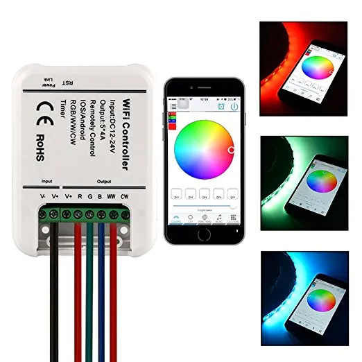 DC 12-24V iOS Android WIFI Remote 5 Channels Controller for RGB LED Strip light