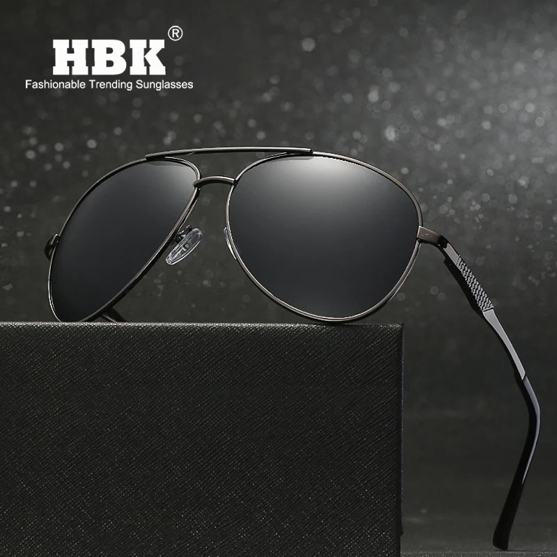 

HBK Polarized Pilot Mens Sunglasses 2019 Pilot Top Brand Design Driving Sunglasses Men Oculos De Sol Masculino PM0084