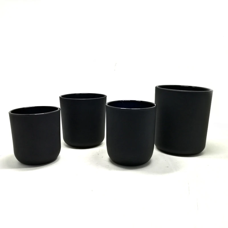 pure black glass candle holder