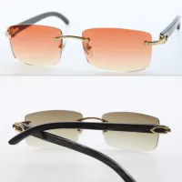 

Wholesale Rimless 8200757 Black Original Flower Buffalo Horn Sun Glasses Fashion Sunglasses Hot with box Brown Lens
