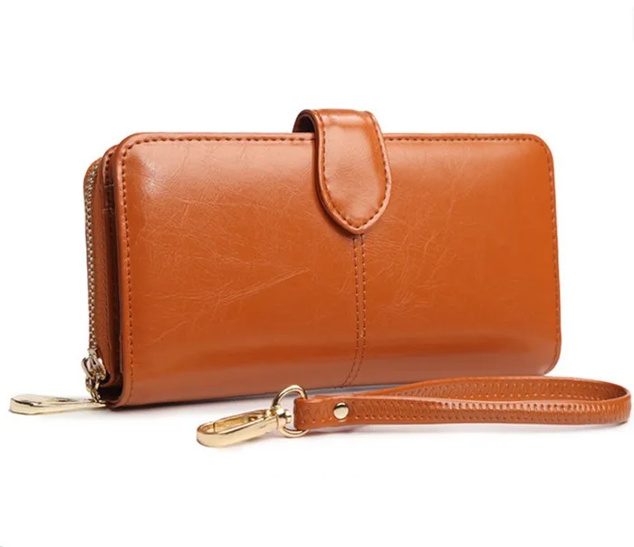 aliexpress fashion long design wax leather wristlet clutch purse women wallet 