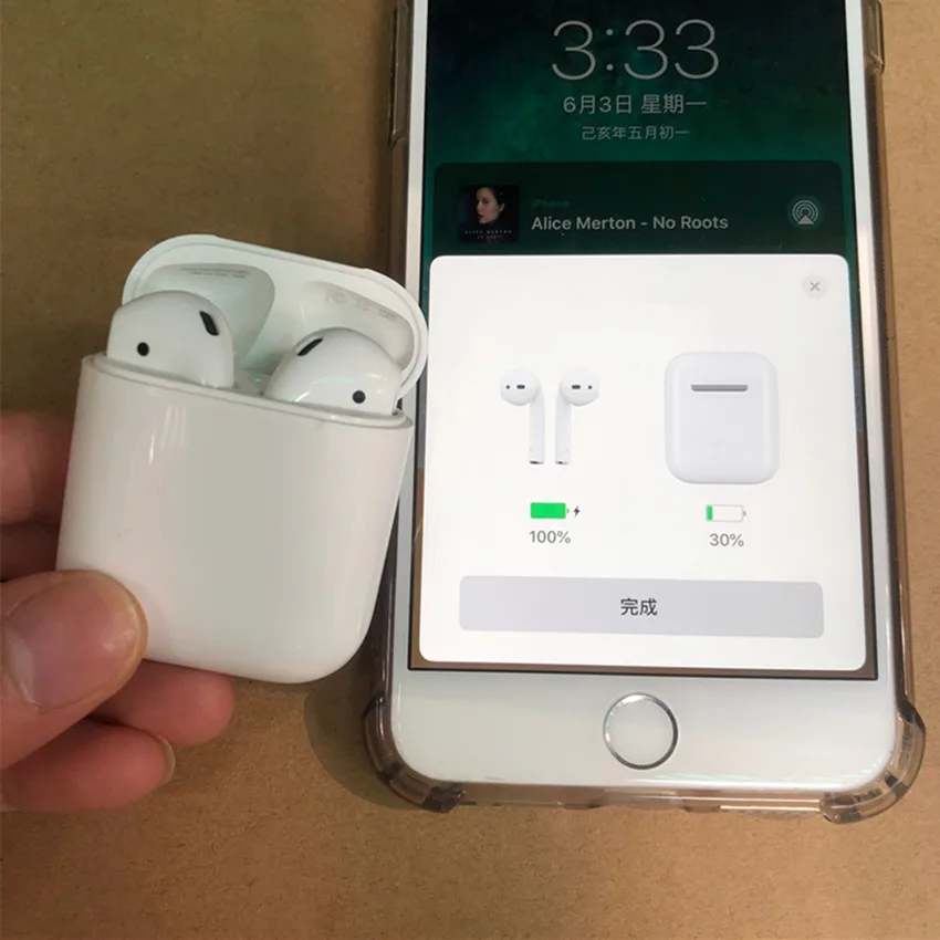 

Original 1:1 Brand w1 chip for Air pods App Pop up animation window Wireless Connect Headphone Earphone headset for i7 8 X XS, White