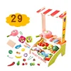 Multi Preschool vegetable supermarket Refrigerator cake mdf Wooden kitchen fruits set for kids pretend