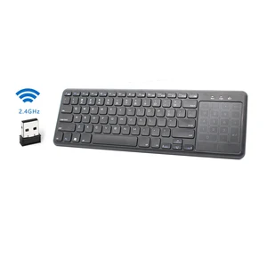 Ultra slim 2.4g mini ABS wireless keyboard with touchpad and number pad for laptop Smart TV HTPC PC Tablet