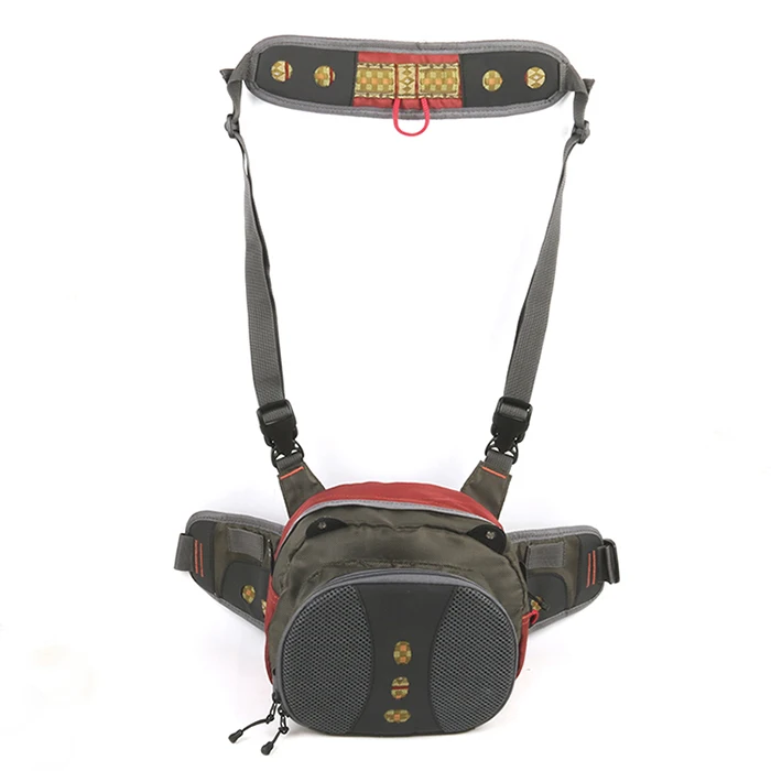 

Peche Pesca New Fishing Accessories Fishing Waist Pack Fly Fishing Chest Pack, Black,red