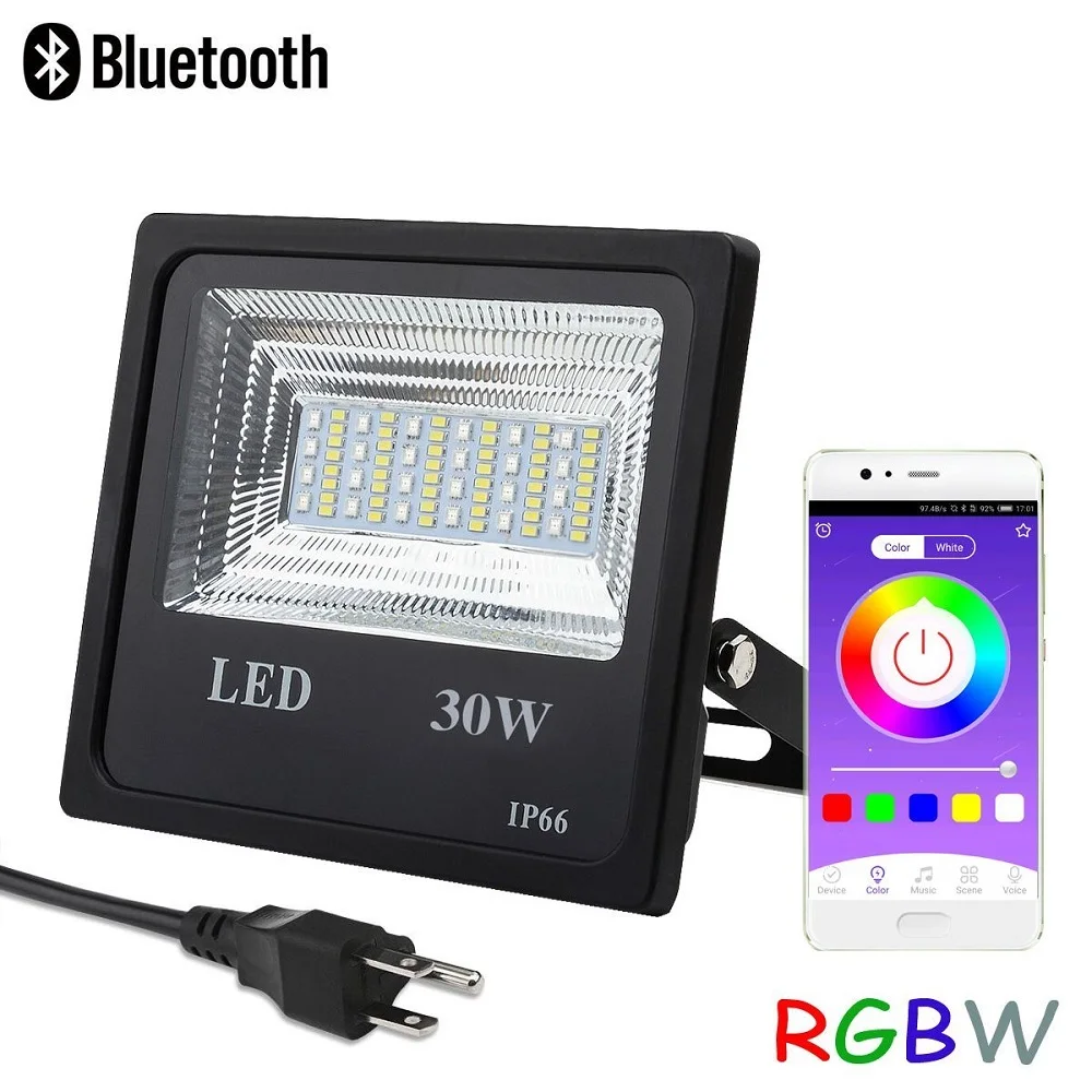 Smart Grand Pathway Lighting LED Flood Light APP Bluetooth Control 30W