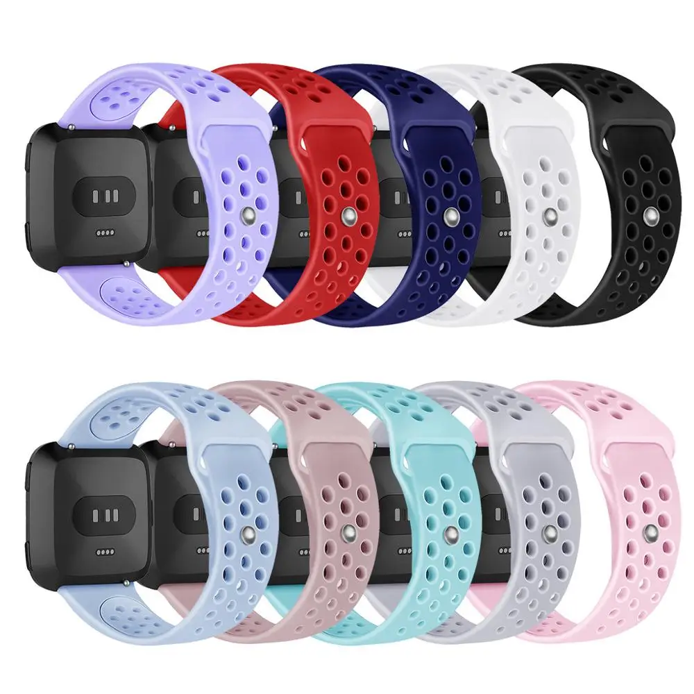 

Free Ship TPU Porous Breathable Watch Band Bracelet Wrist Strap Reverse Watch Buckle Replacement for Fitbit Versa Smart Watch