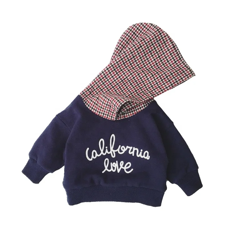 
Korean version winter cotton double layer plus velvet thickening plaid boys girls baby hoodie sweater 
