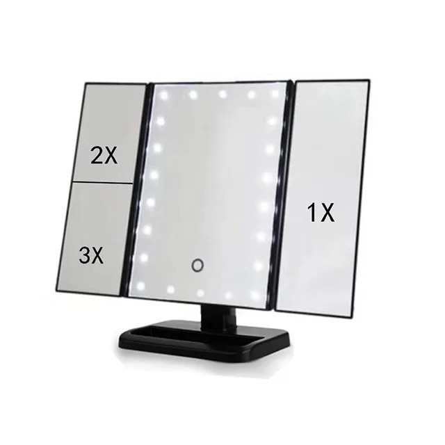 

Lighted Touch Screen 180 Rotating Vanity Led Makeup Mirror with Light, White/black