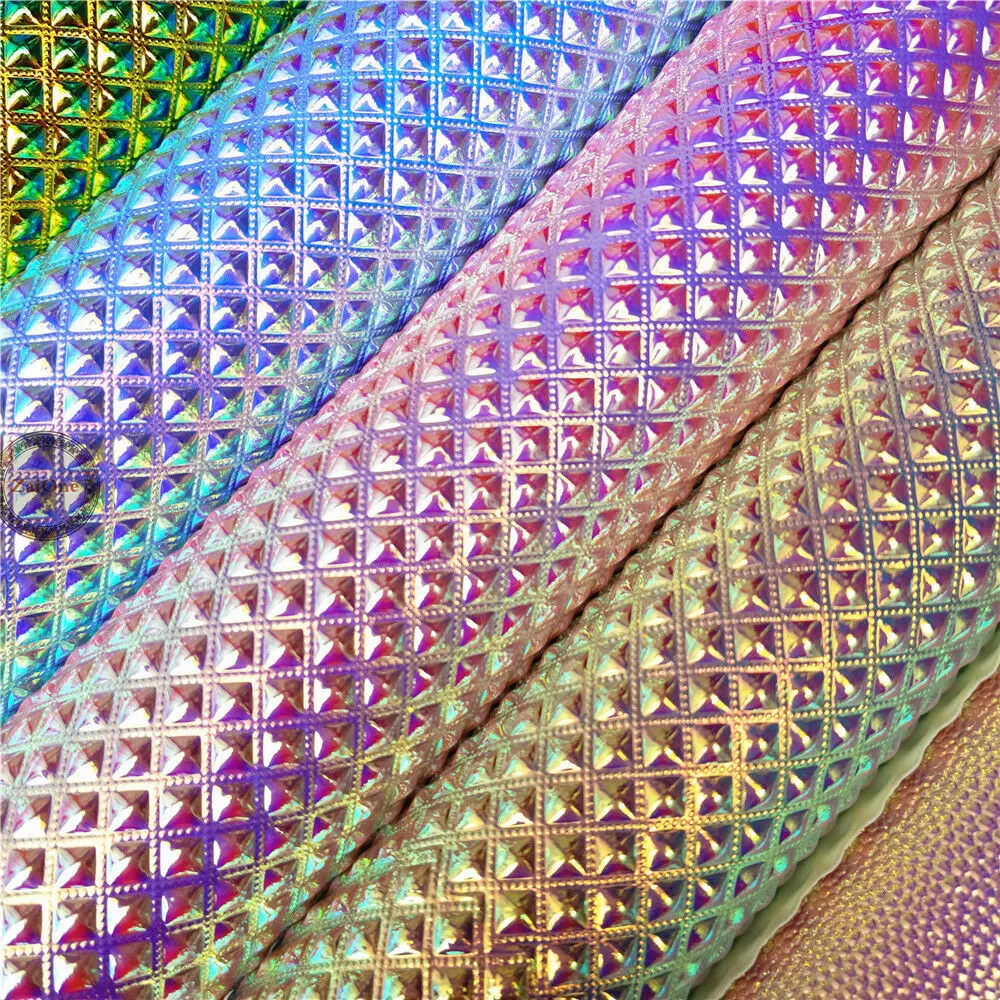 

By The Yard For bags Bow Hair Clip Crafting Metallic Iridescent Holographic Vinyl Fabric Faux Leather Sheets