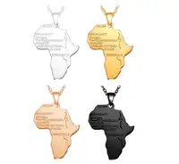 

High Quality High Polished Vacuum Plate Gold African Africa Stainless Steel Map Pendant Necklace