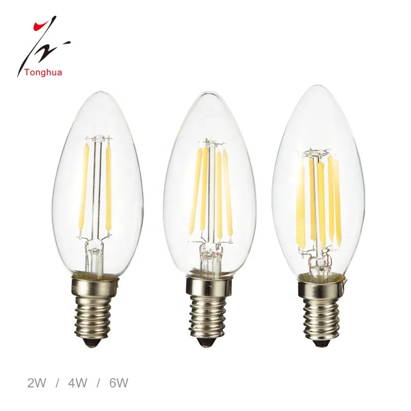 Tonghua Small LED Filament Edison Bulb C35 Vintage Candle Light 110V 220V 2W 4W Indoor Decorative Lamp