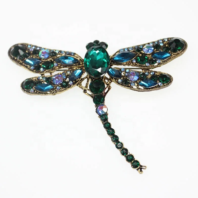 

large retro European crystal animal lapel pin brooch big dragonfly insect brooch for women, Various;as your choice