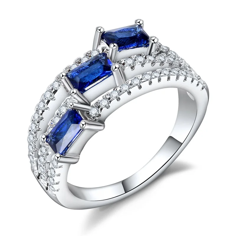 

Noble jewelry new product wedding ring diamond wedding engagement three stone ring, White zircon three stone ring