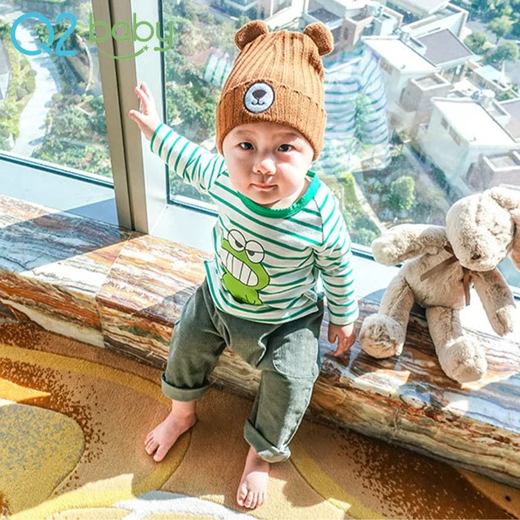 
Custom side stripe casual baby shirt cartoon clothes autumn 1795 