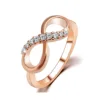 Hot Fashion Infinity 8 Ring Jewelry Alloy Rose Gold Plated Fine Zircon Ring Infinity Crystal Rings For Women Friendship Jewelry