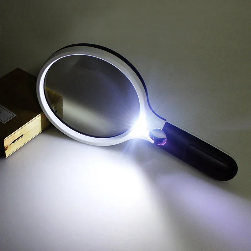 4 Led Handheld Magnifying Glass With Dual Glass - 2x And 30x 