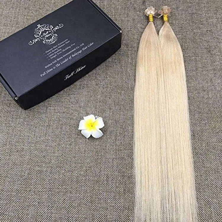 

Full cuticle aligned remy human hair double drawn pre bonded keratin flat tip thick ends human hair extensions