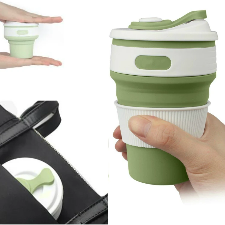 

Free Sample Custom Wholesale Silicone Collapsible Travel Mug, Pink blue green purple/can be customized other