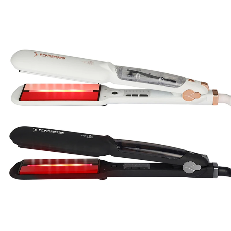 

Professional 2 Inches Wide Plate steam pod infrared ceramic hair straightener flat iron, Black/white/customized
