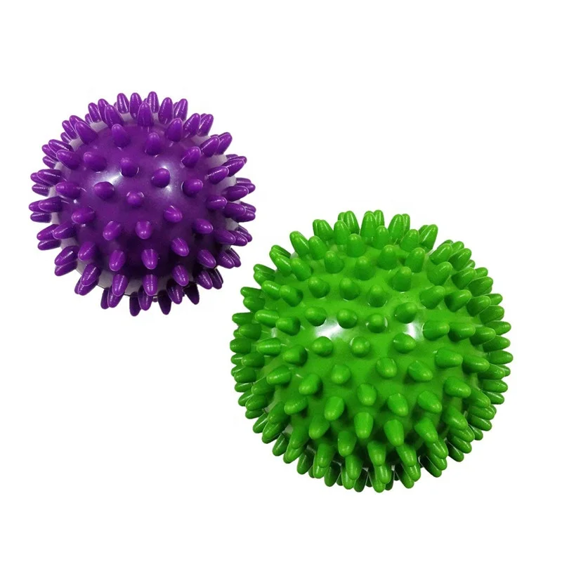 

Durable PVC Spiky Massage Ball Sport Fitness Hand Foot Pain Relief Plantar Fasciitis Reliever Hedgehog Ball, Purple , roes red , blue , red , green , yellow and grey