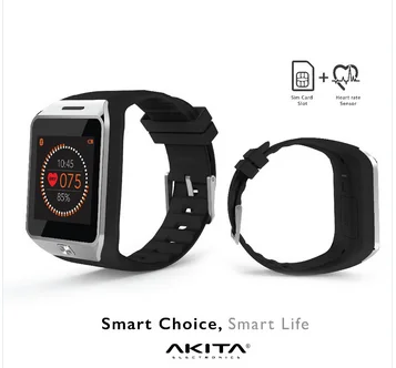 
Bluetooth, Heart Rate Monitor And Sim Card Quad band GSM capability SmartWatch 