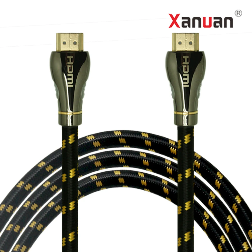 XANUAN LED metal shell nylon mesh braid 1.8m 4k 60Hz hdmi cable with Audio Ethernet for alibaba