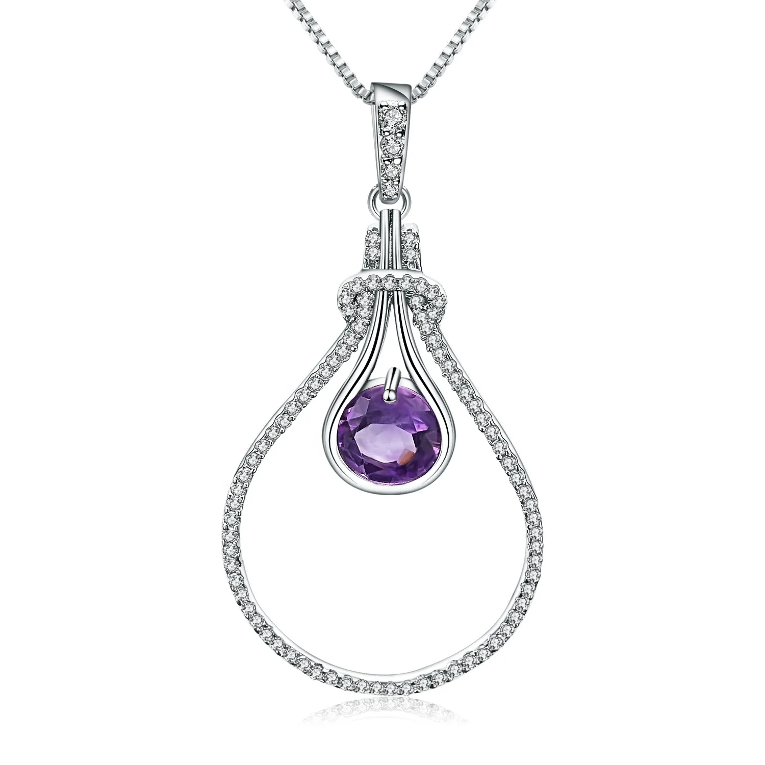 

Abiding Natural Amethyst Gemstone Chain Necklace Thailand Style Pendant Solid 925 Sterling Silver Custom Jewelry Wholesale