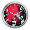 Silver Frame Merry Christmas Penguin wall clock