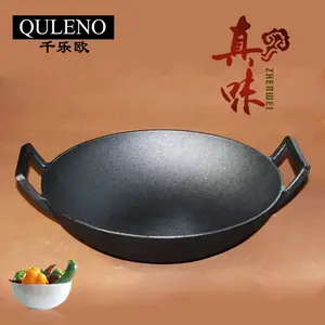 Image of Wok pan European one thousand old traditional handmade iron cast iron pot with non-stick wok uncoated thick