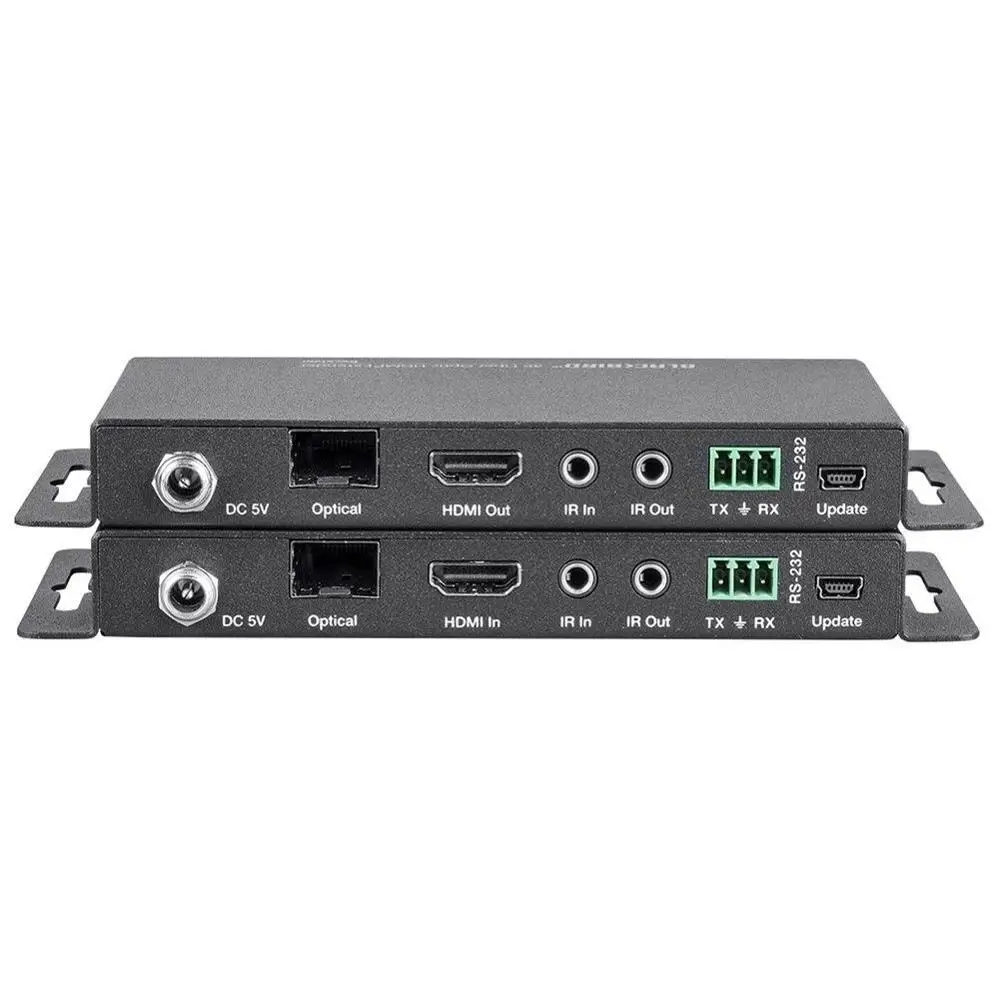 

HDMI 2.0 Support 4K Fiber Optic HDMI Extender Transmitter Receiver 3300FT (1000M) 4K@60Hz IR RS232, Black