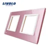 Livolo BB-C7-SR/SR-17 EU Standard 2 Gang Wall Socket Pink Crystal Glass Frame