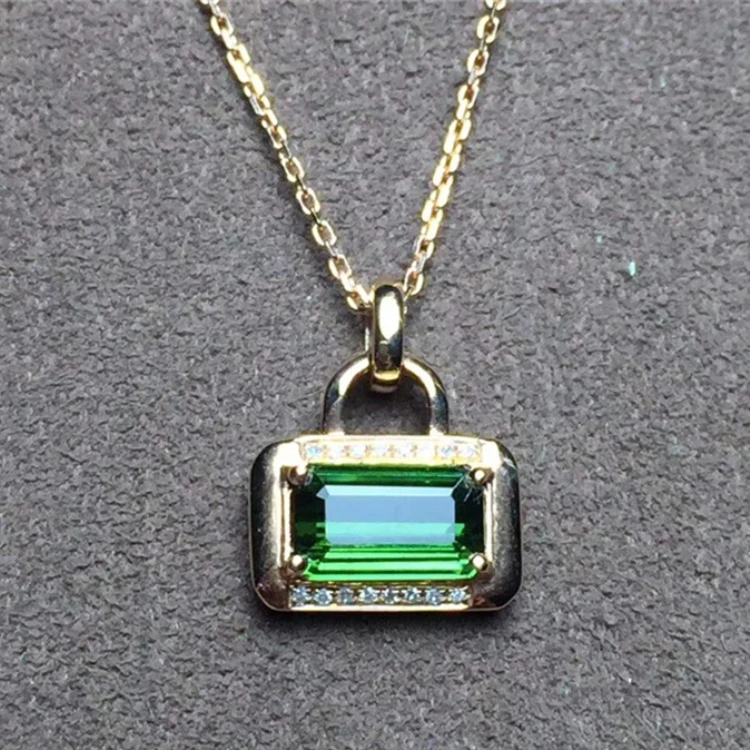

jewelry necklace 18k gold natural tourmaline charm pendant necklace gemstone jewelry dropshipping