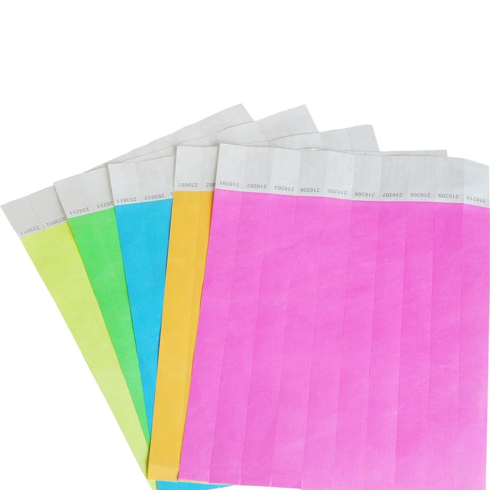 Wholesale Customizable Logo Printable Tyvek Waterproof Paper Gift Disposable Wristbands Available in Colorful Prints for Party