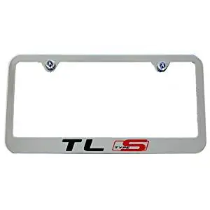 Acura license plate frame chrome metal carbon fiber details chrome text