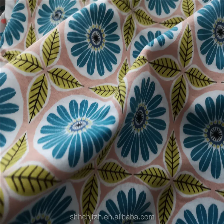 Flower Design Printed Cotton Jersey Fabric For Women Garment Buy