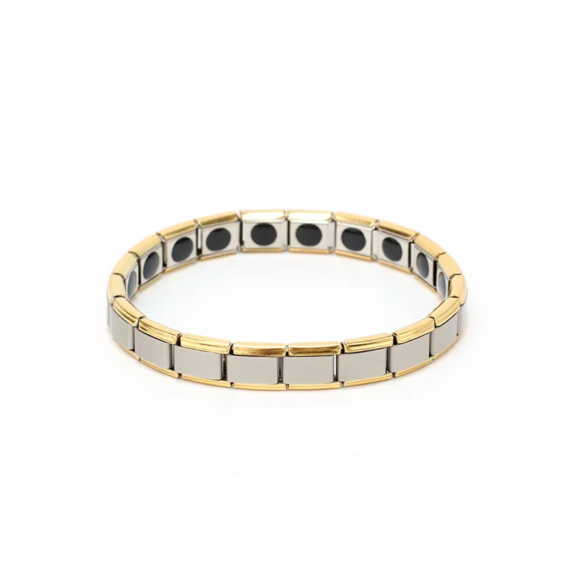 

Wholesale 9mm Width Stainless Steel Health Germanium Bracelet IP Gold Plated, Ipg