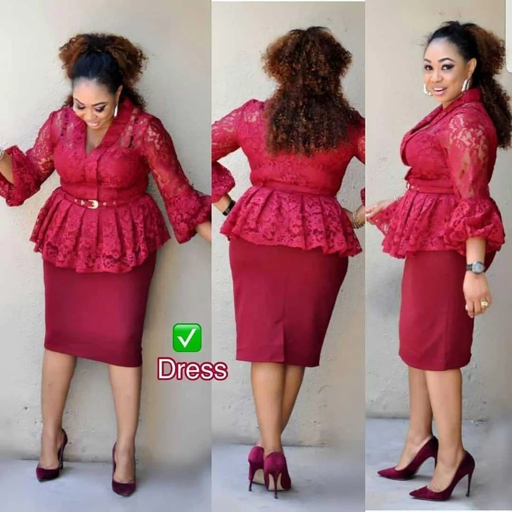 Wholesale African Women Lace Dress Plus Size Peplum Dress - Buy Peplum ...