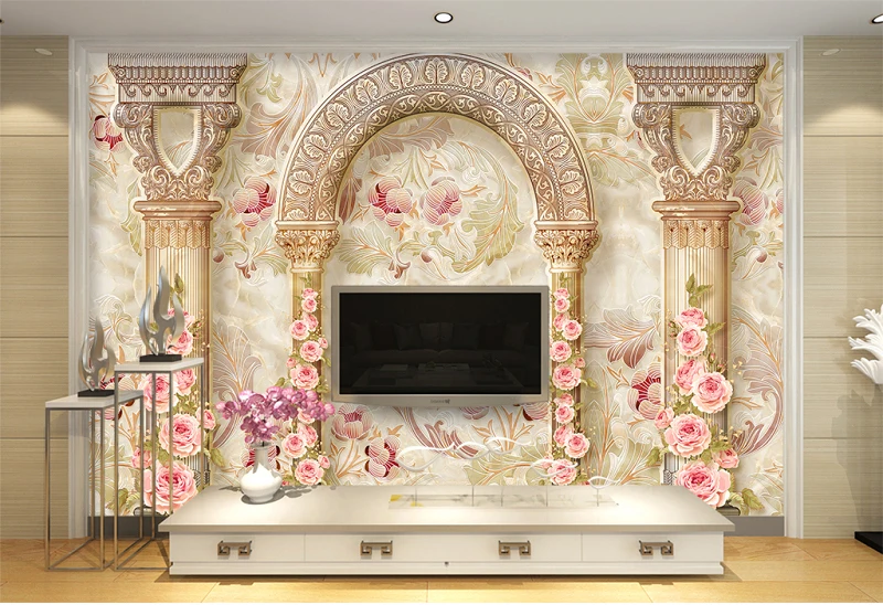 3d Wallpaper European Wall Mural Pattern Roman Column Murals Sticker