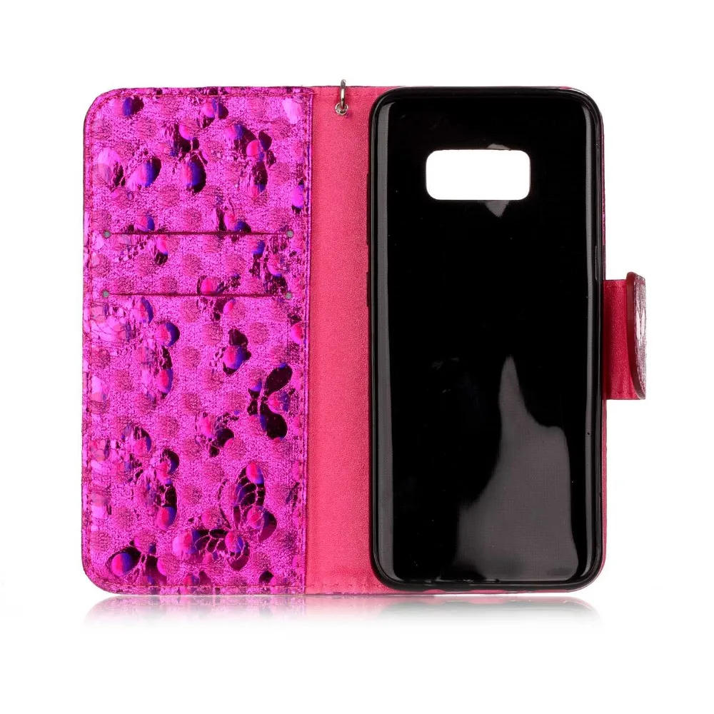 Book Wallet Laser butterfly leather phone case for Samsung Galaxy S8 / S8 plus