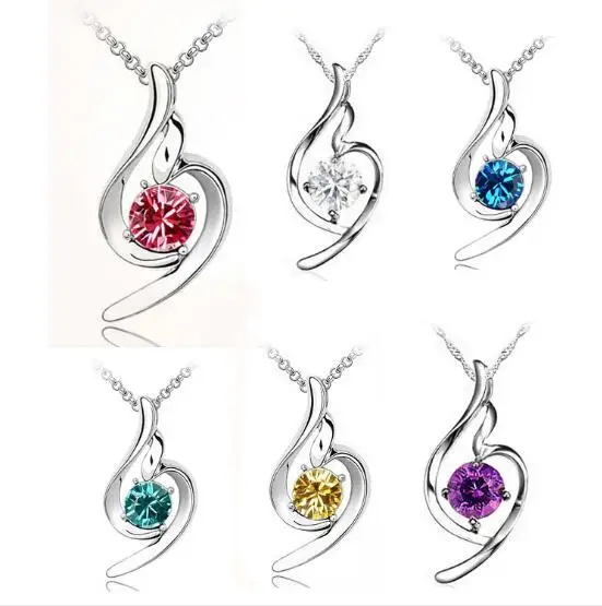 

Beautiful Silver Plated Jewelry Lucky Angel Crystal Rhinestone Necklaces