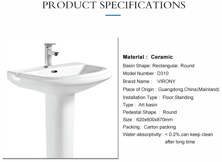 Wholesale Virony Hand Wash Basin With Pedestal - Buy Basin With ...