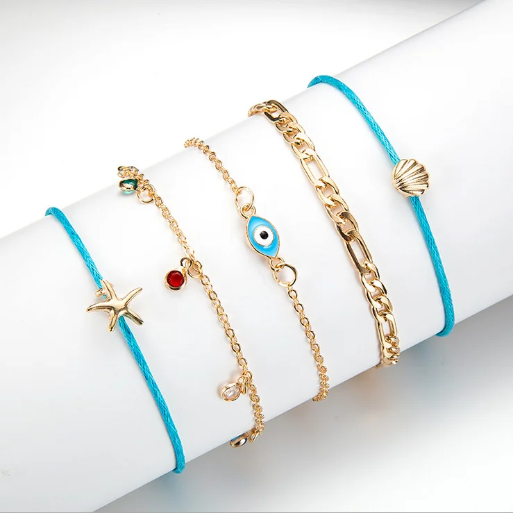 

Starfish Pendant Anklets 2019 For Women New Stone Beads Shell Anklet Bohemian Bracelets On Leg BOHO Ocean Jewelry, Photo