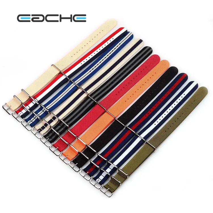 

EACHE High Quality Nylon Nato Watch Band Strap Wholesale Different Colors Nylon Watch Band 20mm 22mm In Stock, As photo