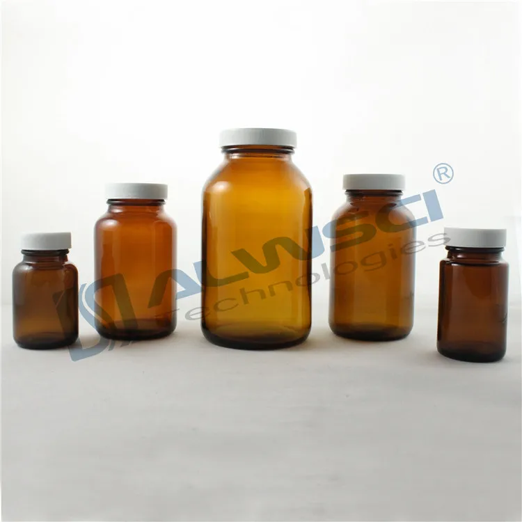 
Lab storage amber glass bottles 20ml 60ml 120ml with plastic screw cap 
