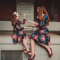 

Mother daughter dresses 2019 Vintage Floral Mini Dress Mom and daughter dress Mother and daughter clothes ropa madre e hija